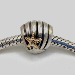 Pandora Sterling Silver Sea Shell Charm with 14k Gold Starfish Accent